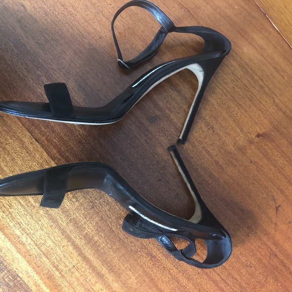 Manolo Blahnik Chaos Suede Sandals Strap Heels - Picture 4 of 8